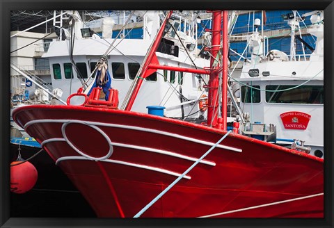 Framed Spain, Cantabria Province, Santona, fishing boat Print