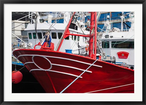 Framed Spain, Cantabria Province, Santona, fishing boat Print