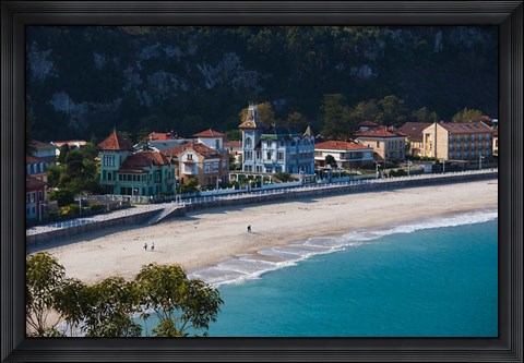 Framed Vacation Homes By Playa de Santa Marina, Ribadesella, Spain Print