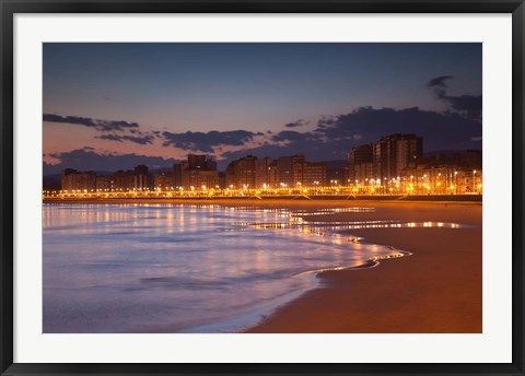 Framed Buildings On Playa de San Lorenzo Beach, Gijon, Spain Print