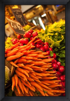 Framed Carrots, Central Market, Malaga, Spain Print