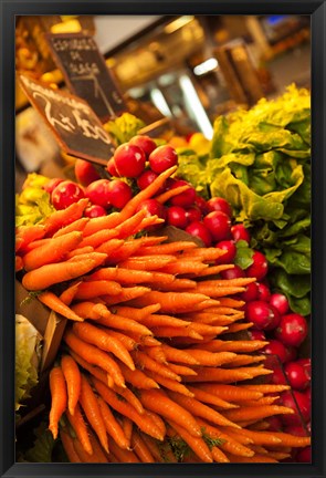 Framed Carrots, Central Market, Malaga, Spain Print