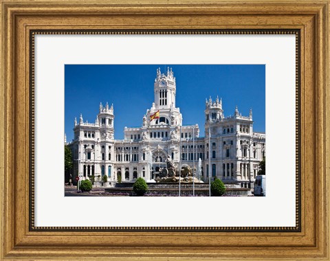 Framed Cibeles Palace is located on the Plaza de Cibeles in Madrid, Spain Print