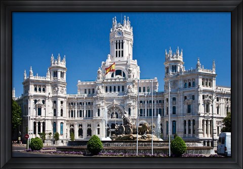 Framed Cibeles Palace is located on the Plaza de Cibeles in Madrid, Spain Print
