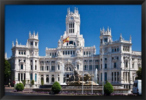 Framed Cibeles Palace is located on the Plaza de Cibeles in Madrid, Spain Print