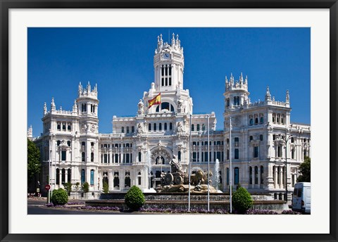 Framed Cibeles Palace is located on the Plaza de Cibeles in Madrid, Spain Print