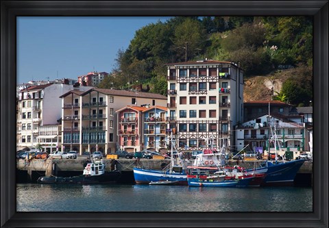 Framed Commercial Fishing Port, Village of Pasai San Pedro, Spain Print