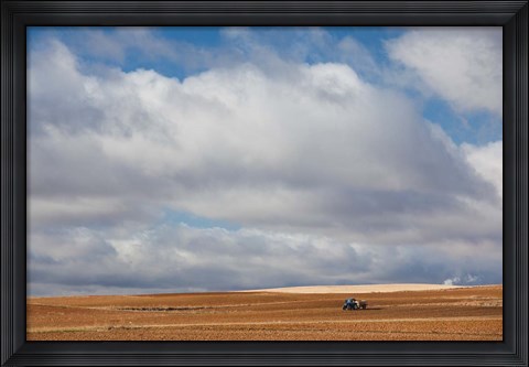 Framed Farm Field In Autumn, Benavente, Spain Print