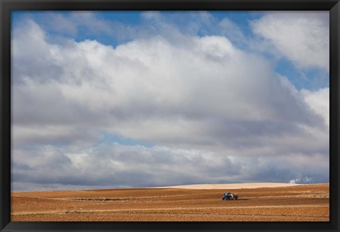 Framed Farm Field In Autumn, Benavente, Spain Print