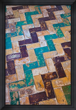 Framed Moorish Tiles, The Alcazar, Seville, Spain Print