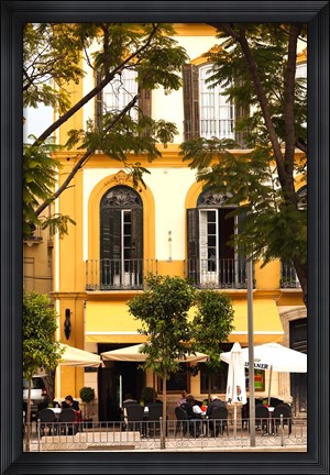 Framed Outdoor Cafes, Plaza de la Merced, Malaga, Spain Print