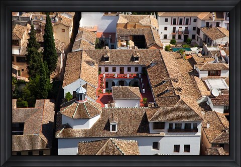 Framed Rooftops of the town of Granada seen from the Alhambra, Spain Print