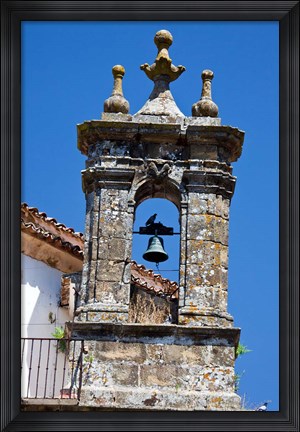 Framed Spain, Andalucia, Cadiz Bell tower of old church in Grazalema Print