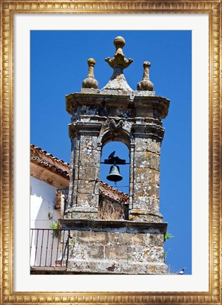 Framed Spain, Andalucia, Cadiz Bell tower of old church in Grazalema Print