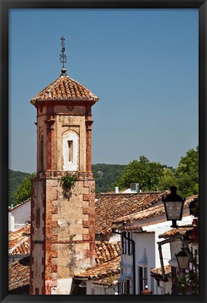 Framed Spain, Andalucia, Grazalema The bell tower of Iglesia de San Juan Print