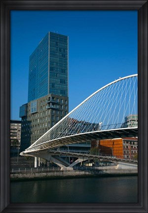 Framed Spain, Bilbao, Zubizuri Bridge over Rio de Bilbao Print