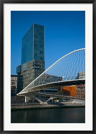 Framed Spain, Bilbao, Zubizuri Bridge over Rio de Bilbao Print