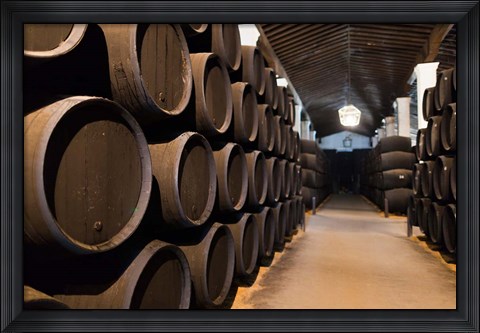 Framed Spain, Bodegas Gonzalez Byass, Winery Casks Print