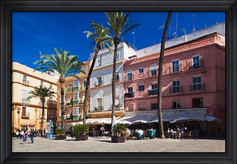 Framed Spain, Cadiz, buildings on Plaza de la Catedral Print