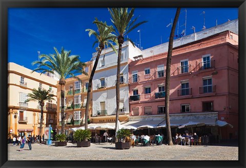 Framed Spain, Cadiz, buildings on Plaza de la Catedral Print