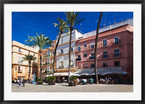 Framed Spain, Cadiz, buildings on Plaza de la Catedral Print