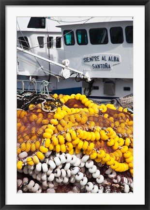 Framed Spain, Cantabria Province, Santona, Fishing Boat Print