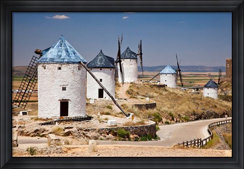 Framed Spain, Castile-La Mancha, Toledo, Consuegra La Mancha windmills Print