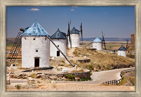 Framed Spain, Castile-La Mancha, Toledo, Consuegra La Mancha windmills Print
