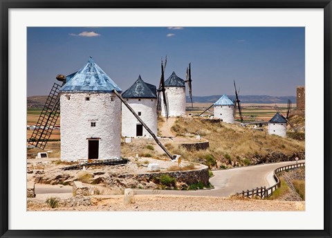 Framed Spain, Castile-La Mancha, Toledo, Consuegra La Mancha windmills Print