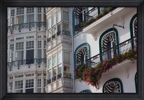 Framed Spain, Castro-Urdiales, Harborfront Buildings Print