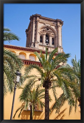 Framed Spain, Granada The bell tower of the Granada Cathedral Print