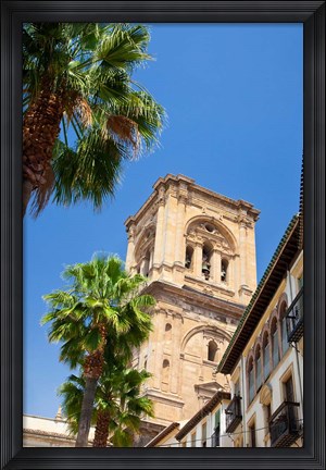 Framed Spain, Granada This is the bell tower of the Granada Cathedral Print
