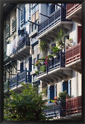 Framed Spain, Hondarribia, La Marina, Fishermen&#39;s Quarter Print