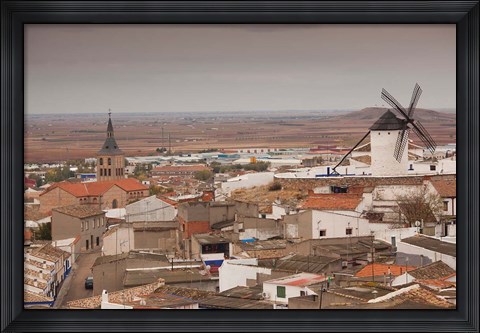 Framed Spain, La Mancha Area, Campo de Criptana Windmills Print