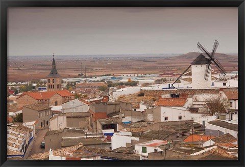 Framed Spain, La Mancha Area, Campo de Criptana Windmills Print