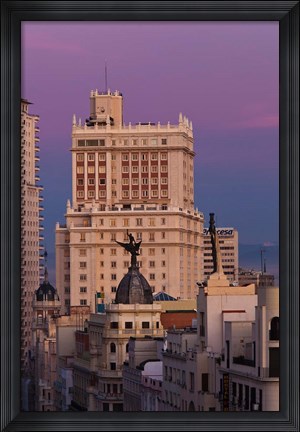 Framed Spain, Madrid, Gran Via and Edificio Espana Print