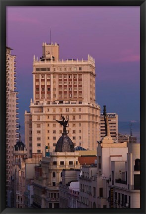 Framed Spain, Madrid, Gran Via and Edificio Espana Print