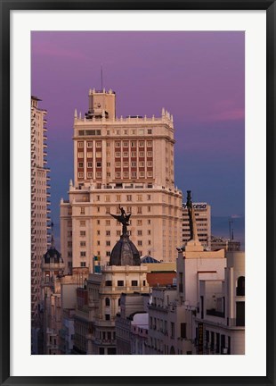 Framed Spain, Madrid, Gran Via and Edificio Espana Print