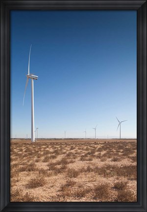 Framed Spain, Zaragoza Province, Gallur, Modern Windmills Print