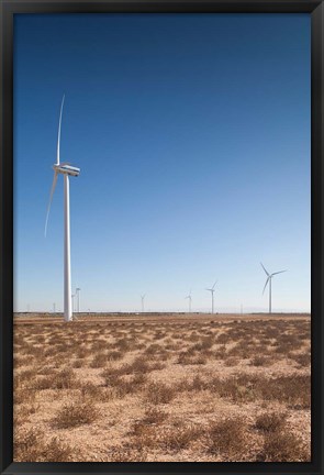 Framed Spain, Zaragoza Province, Gallur, Modern Windmills Print