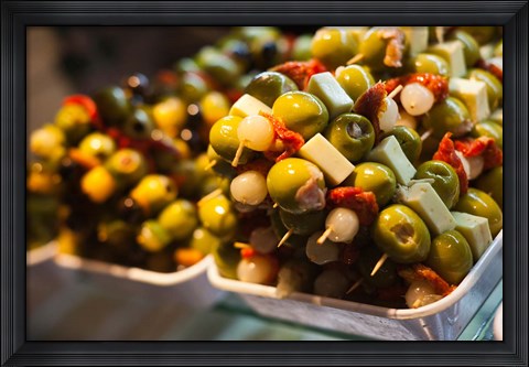 Framed Tapas, Mercado de San Miguel, Madrid, Spain Print