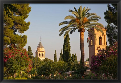 Framed Generalife gardens in the Alhambra Grounds, Granada, Spain Print