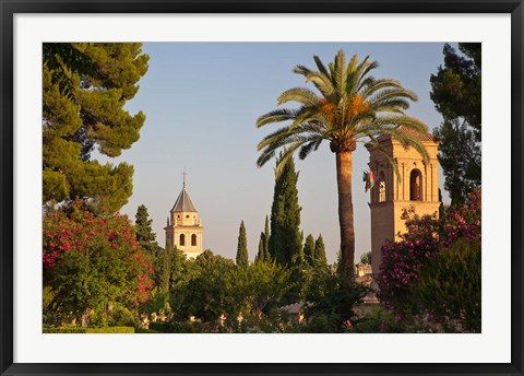 Framed Generalife gardens in the Alhambra Grounds, Granada, Spain Print