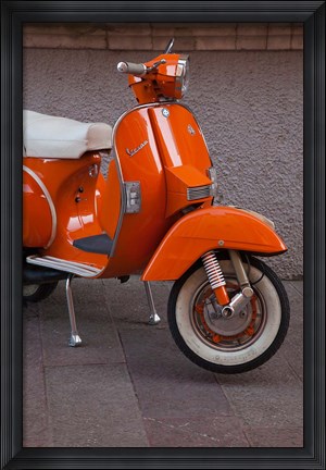 Framed Vespa Scooter, Llanes, Spain Print