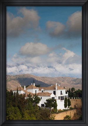Framed View Of Villas And La Torresilla Mountain, Malaga Province, Spain Print