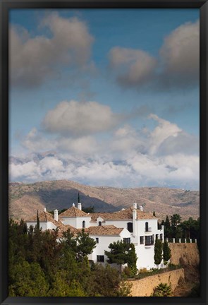 Framed View Of Villas And La Torresilla Mountain, Malaga Province, Spain Print