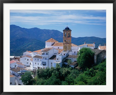 Framed White Village of Algatocin, Andalusia, Spain Print