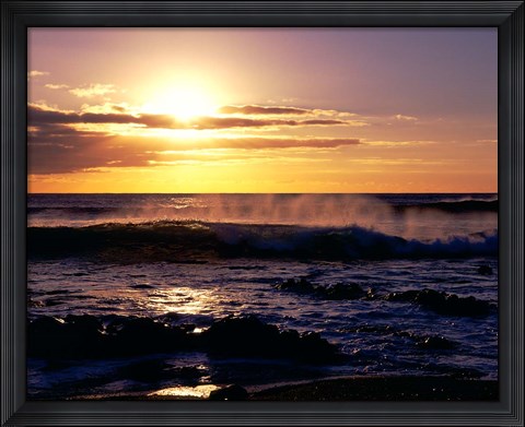 Framed Coastline at Sunset, Lanzarote, Canary Isles, Spain Print