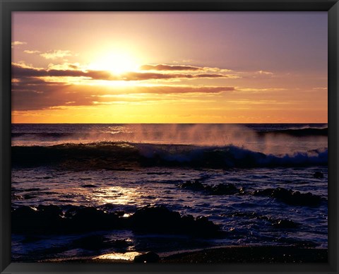 Framed Coastline at Sunset, Lanzarote, Canary Isles, Spain Print