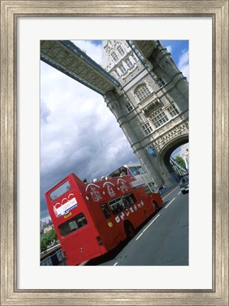 Framed Tower Bridge with Double-Decker Bus, London, England Print